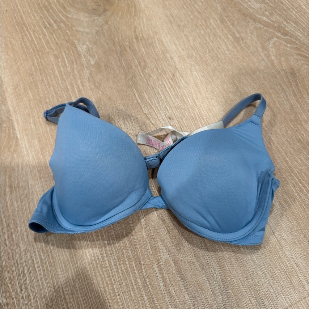 Women's Blue Push-Up PINK Bra